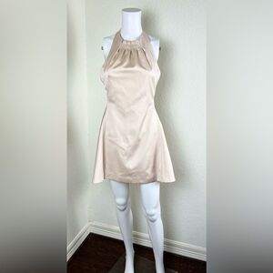Cameo Halter/Bareback Satin Mini Dress